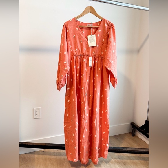 NWT Bobo Choses Pink Combo Floral Midi Dress (M) Organic Cotton Anthropologie - Picture 1 of 10